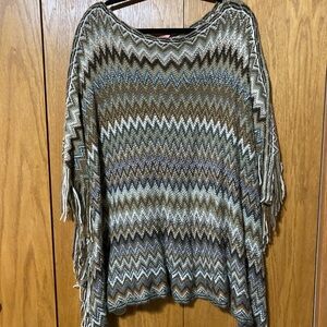 🤎 Chevron Fringe Poncho 🤎